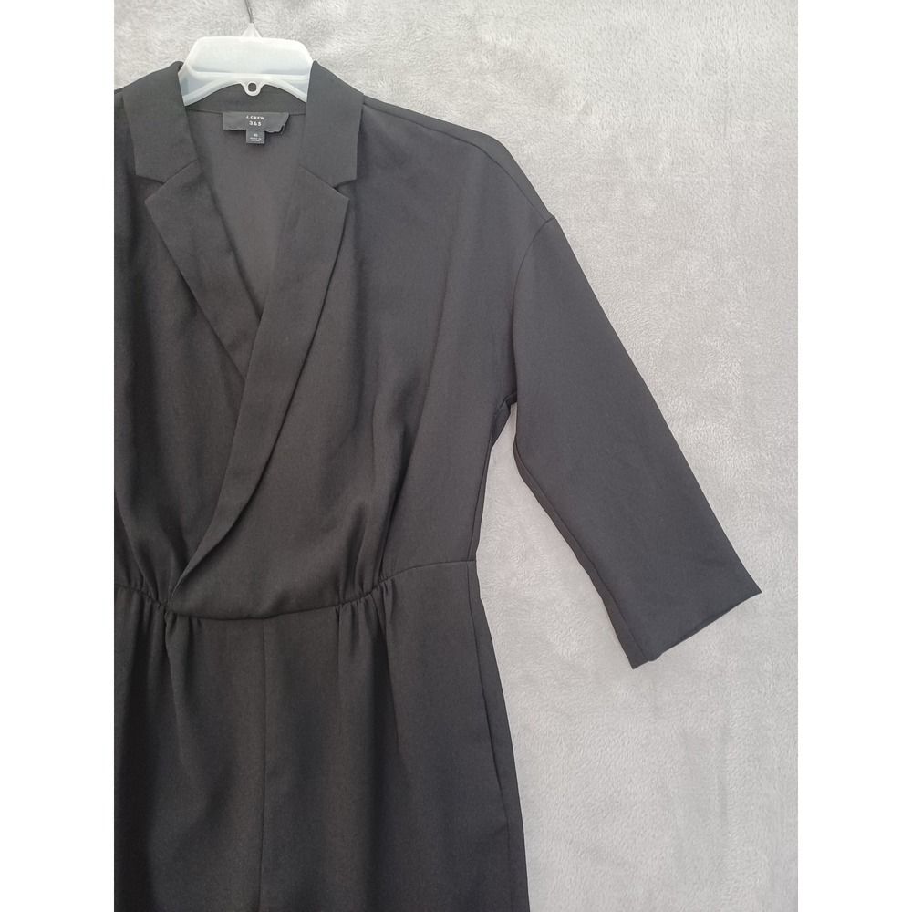 J Crew 365 Black Jumpsuit Sz 6 3/4 Sleeves High Rise Taper Leg Faux Wrap Casual - Picture 3 of 12